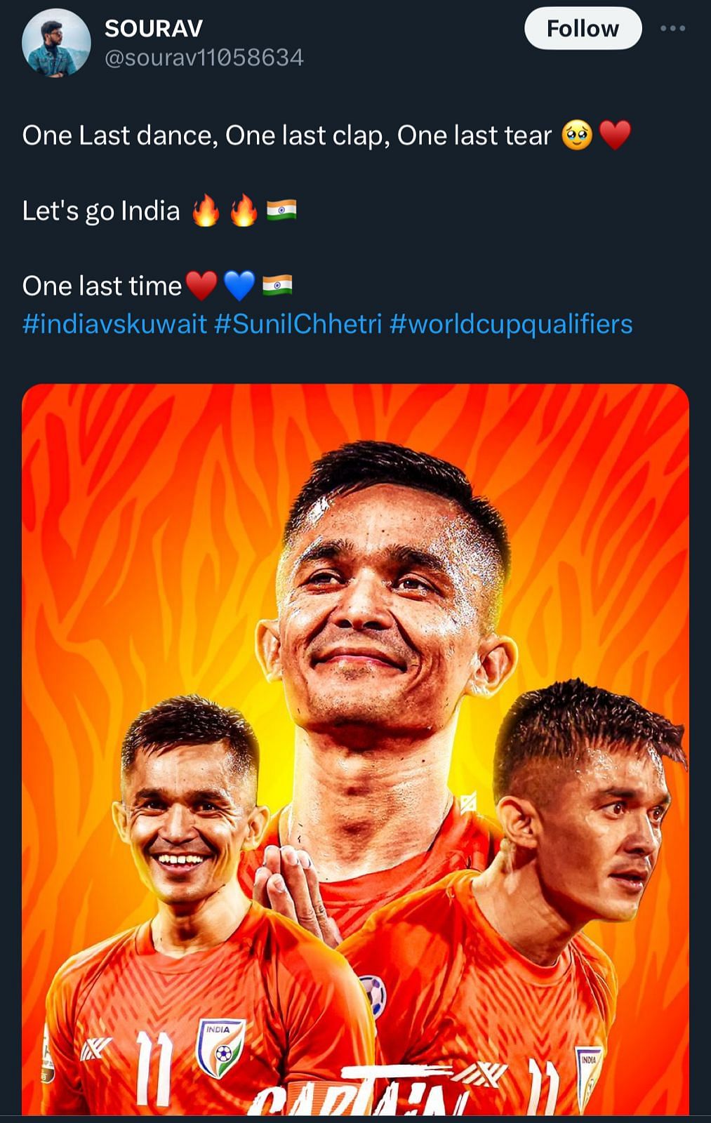 Fans Pour Out Emotional Tributes As Sunil Chhetri Plays His Farewell Match